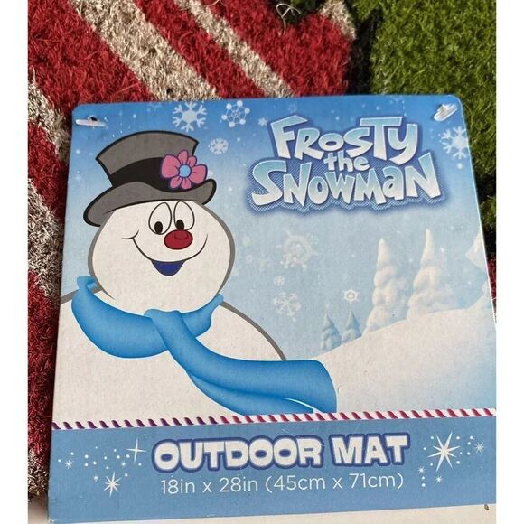 Frosty The Snowman Christmas Outdoor Coir Mat Rug 18 X 28” Holiday Wreath NEW - Picture 3 of 10